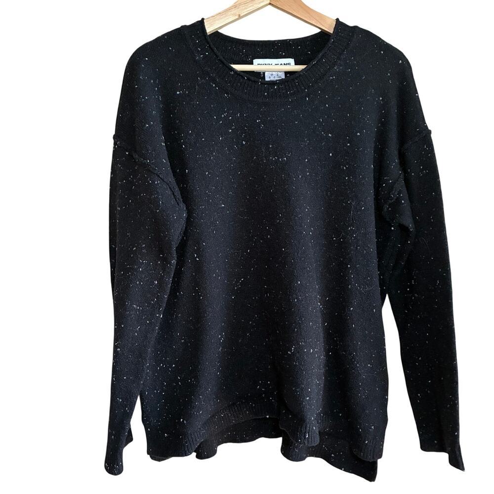 NWT DKNY Jeans black pullover crewneck knit sweater women's size L $89 MSRP